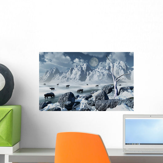 Herd Woolly Rhinoceros Severe Wall Decal