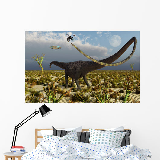 Insectoid Drones Attack Diplodocus Wall Decal