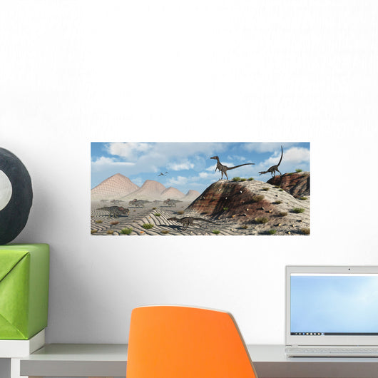Pack Velociraptors Stalking Herd Wall Decal