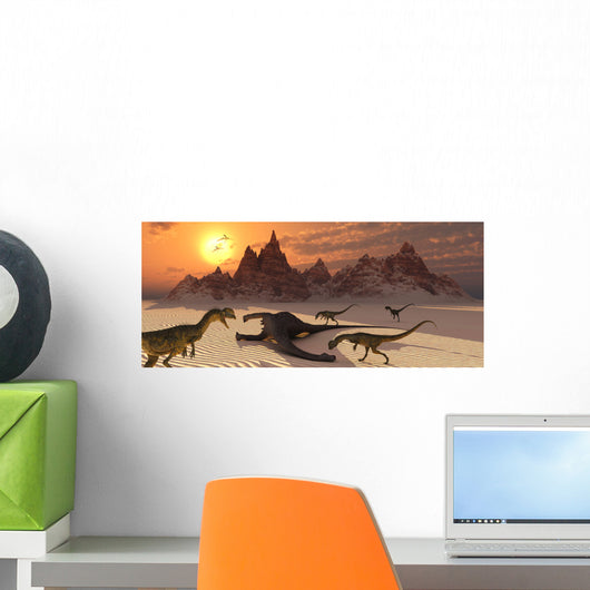 Carnivorous Dilophosaurus Making Meal Wall Decal