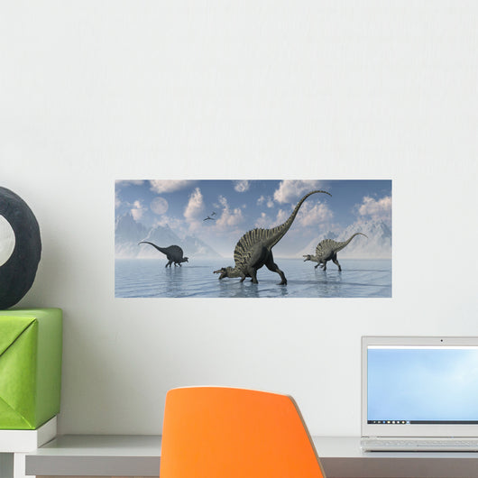 Group Spinosaurus Dinosaurs Spending Wall Decal
