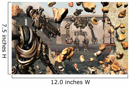 Giant Robots Demolishing Old Wall Decal