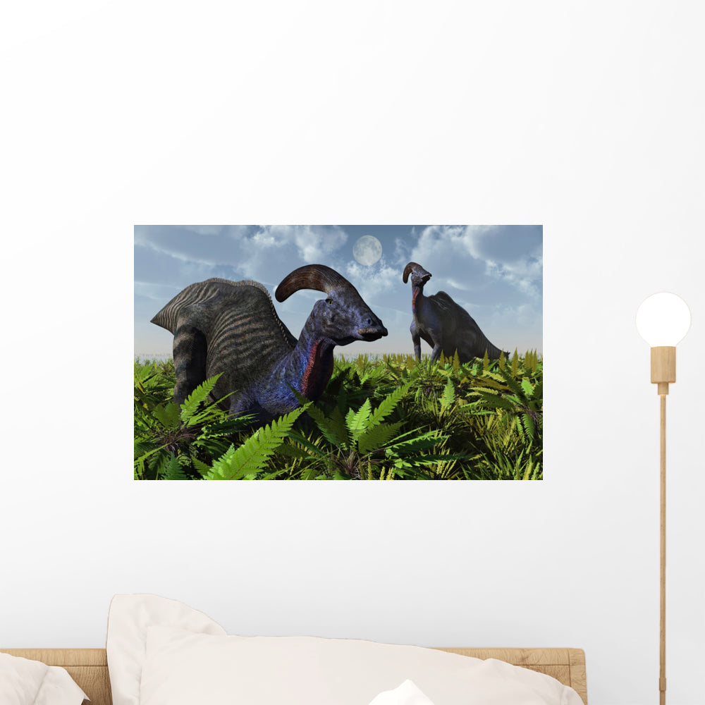 Pair Parasaurolophus Duckbill Dinosaurs Wall Decal Wallmonkeys