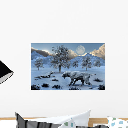 Pair Sabre-toothed Tigers Surviving Wall Decal