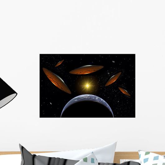 Fleet Flying Saucers Arriving Wall Decal