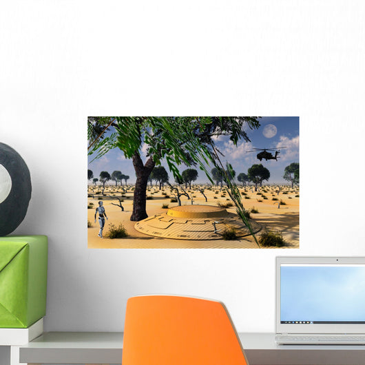 Ah-64 Apache Black Ops UFO Desert Wall Decal