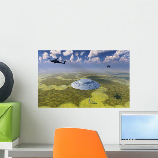 Ah-64 Apache Black Ops UFO Field Wall Decal