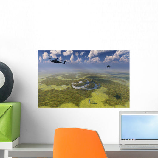 Ah-64 Apache Black Ops UFO Overgrown Wall Decal