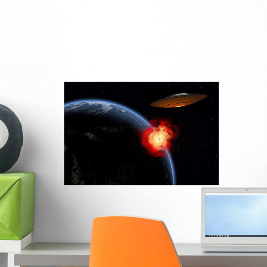 Orbiting Ufo Launches Deadly Horizontal Wall Decal