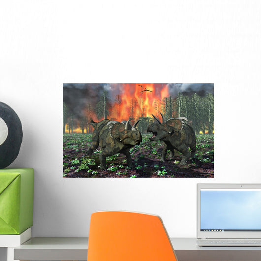 Pair Albertaceratops Running Away Wall Decal