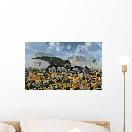Tyrannosaurus Rex Feeding Triceratops Wall Decal