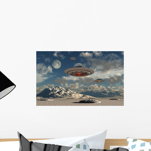 Alien Base with Ufos Wall Decal