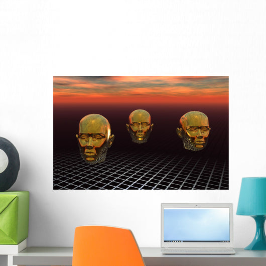 Central Computer Brain Interlinked Trio Wall Decal