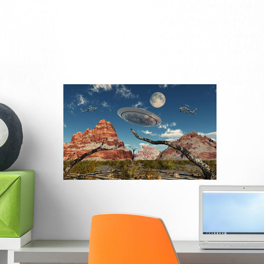 Pair Ah-64 Apache Black Flying Saucer Wall Decal