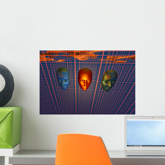 Modern Face Robotics Top Profiles Wall Decal