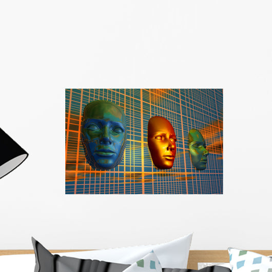 Modern Face Robotics Right Profiles Wall Decal