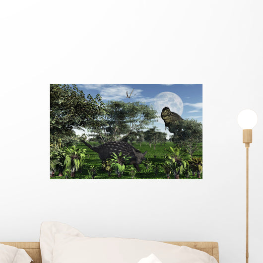 Tyrannosaurus Rex Stalking Herbivorous Wall Decal