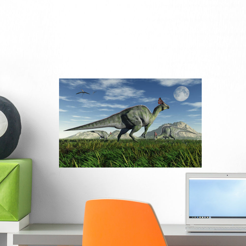 Olorotitan Duckbill Dinosaurs Grazing Wall Decal Wallmonkeys