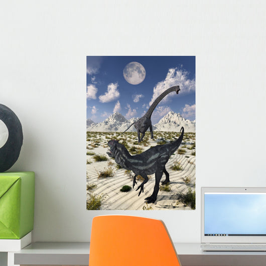 Carnivorous Allosaurus Confronting Giant Wall Decal