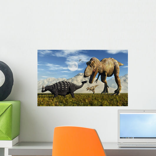 Tyrannosaurus Rex Dinosaurs Confronting Wall Decal