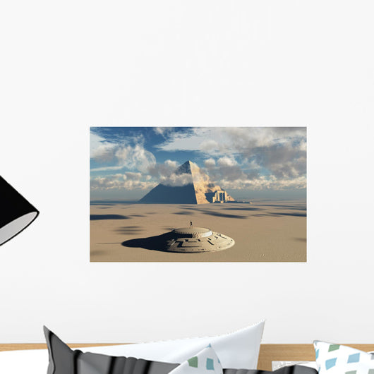 Artist's Concept Pyramid and Landed Saucer Wall Decal
