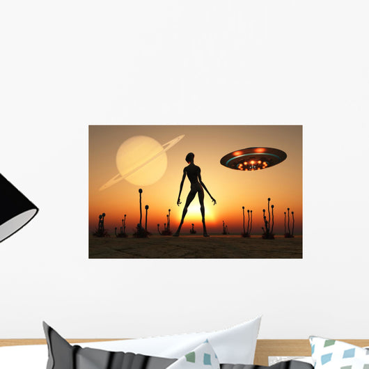 Reptoid Alien Attending Its Wall Decal