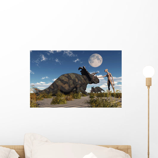 Reptoid Using Telepathy with Styracosaurus Wall Decal