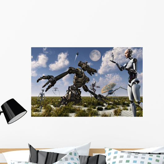 Gathering Different Types Robots Wall Decal