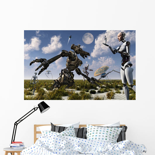 Gathering Different Types Robots Wall Decal