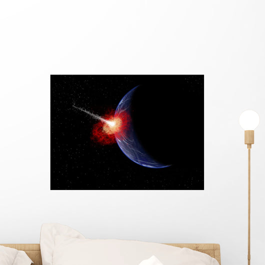 Asteroid Hitting Planet Earth Wall Decal