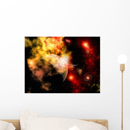 Rough Planet Crashing into Wall Decal