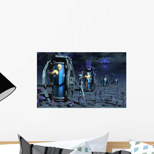 Grey Aliens Awaking Humanoid Wall Decal