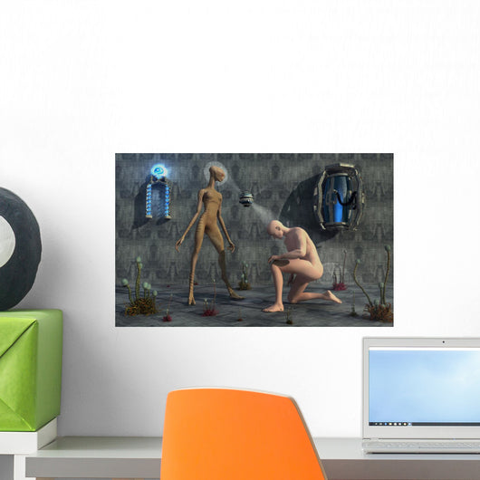 Female Reptoid Standing over Wall Decal