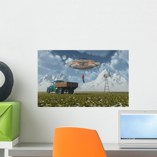 Aliens Abducting Man Wall Decal