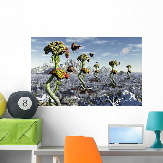 Futuristic Alien Plant Harvest Wall Decal