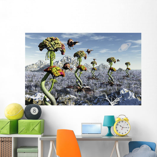 Futuristic Alien Plant Harvest Wall Decal