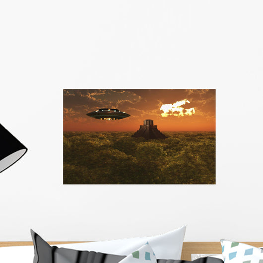 Flying Saucer Remote Temple Hidden Jungles Wall Decal
