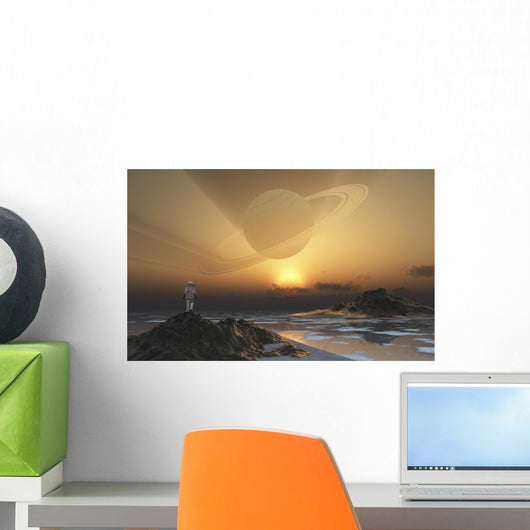 Astronaut Exploring Alien Moon Evening Wall Decal
