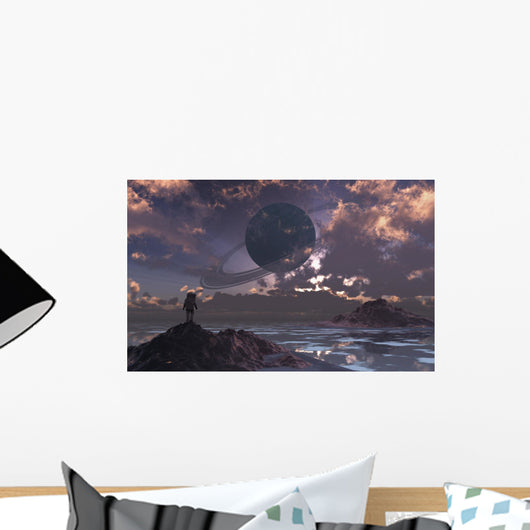 Astronaut Exploring Alien Moon Morning Wall Decal