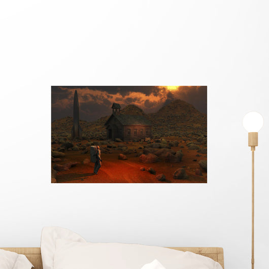 Astronaut Discovers Old School Wall Decal