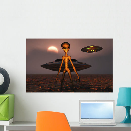 Menacing Looking Grey Alien Wall Decal