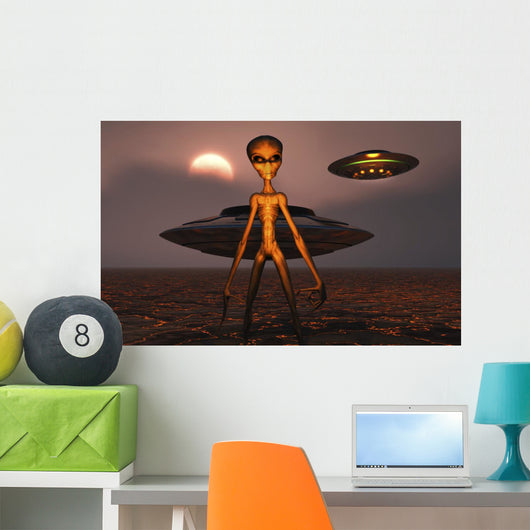 Menacing Looking Grey Alien Wall Decal