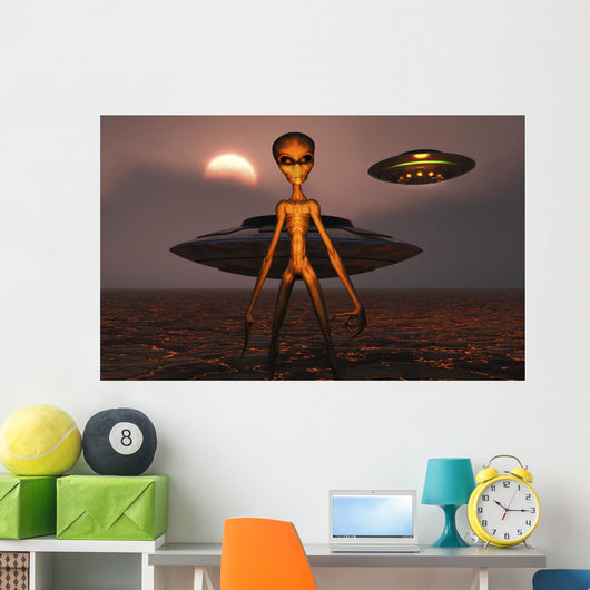 Menacing Looking Grey Alien Wall Decal