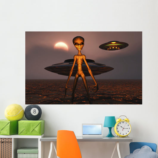 Menacing Looking Grey Alien Wall Decal
