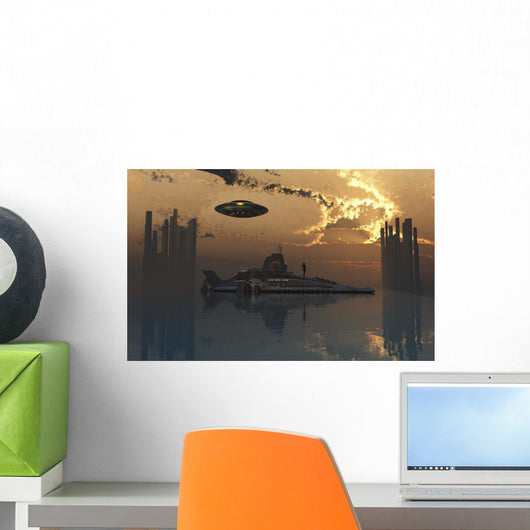 Flying Saucer and Submarine Wall Decal