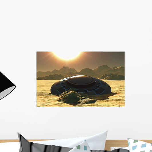 Flying Saucer Crashed Desert Bright Sun Wall Decal
