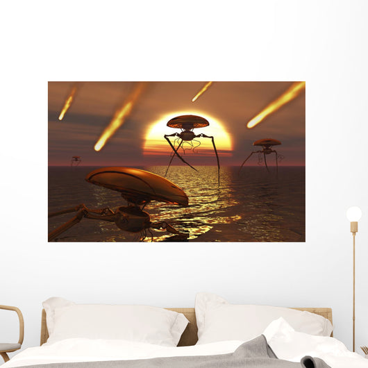 Martian Vehicles and War Sunset Wall Decal
