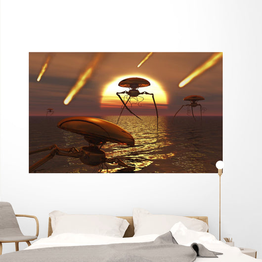 Martian Vehicles and War Sunset Wall Decal