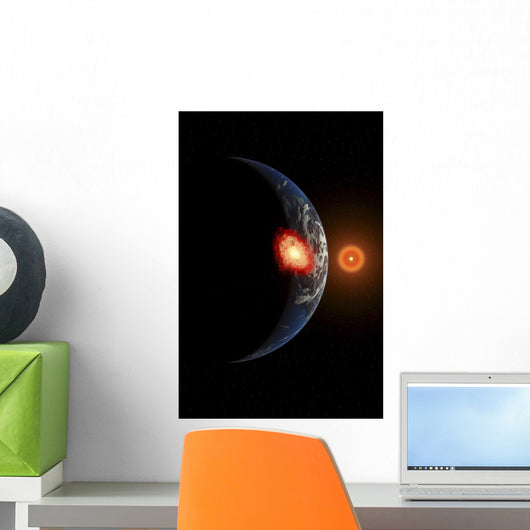 Asteroid Hitting Planet Wall Decal