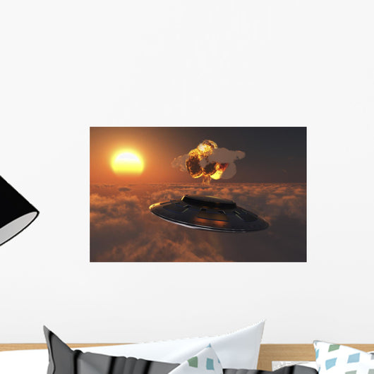 Ufo Observing Atomic Bomb Wall Decal